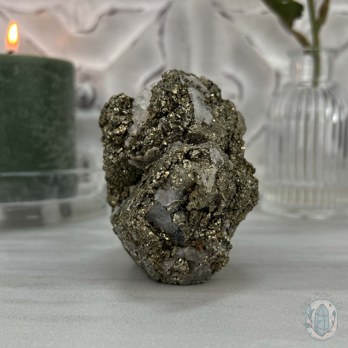 Large Pyrite Specimen with Quartz Pet Rock
