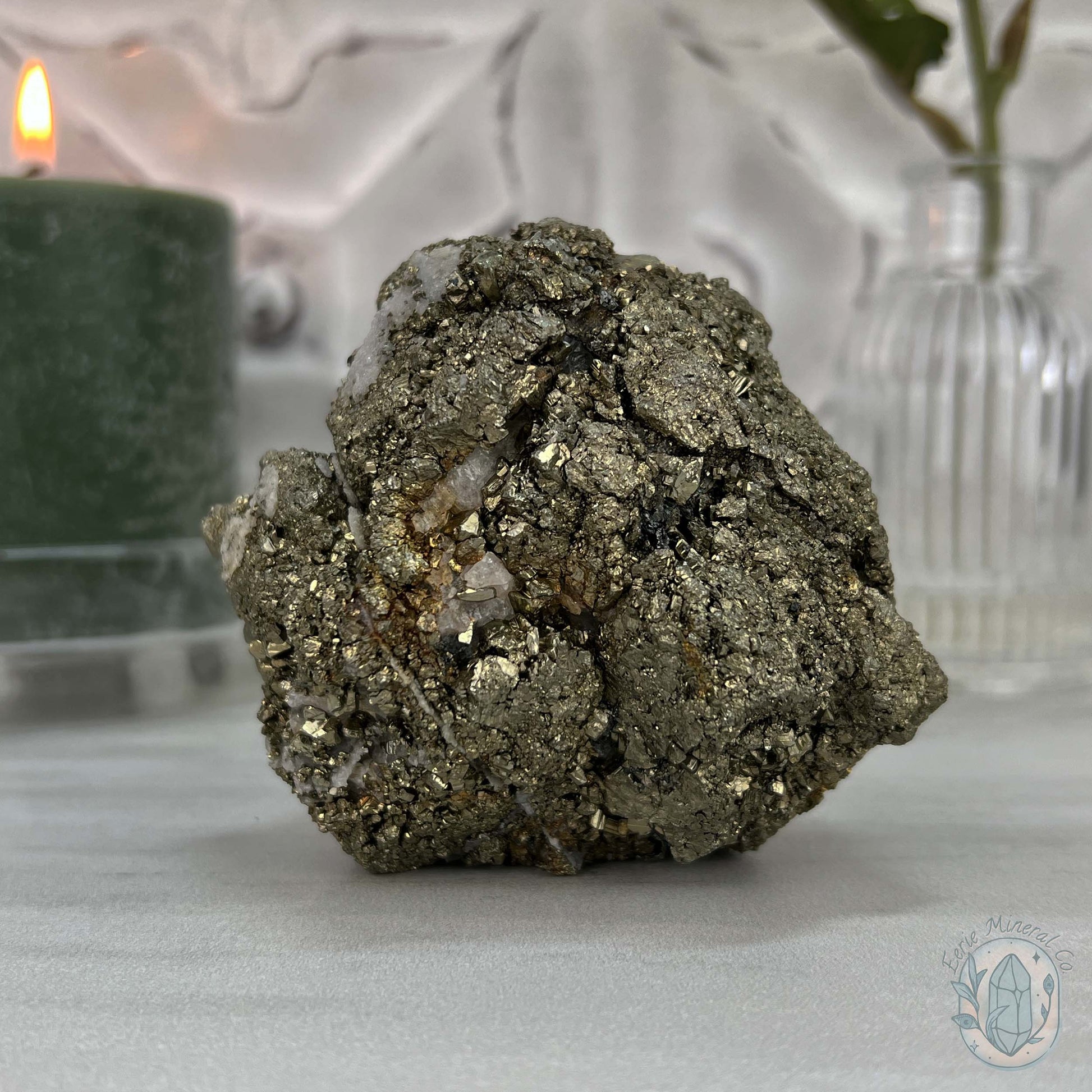 Large Pyrite Specimen with Quartz Pet Rock