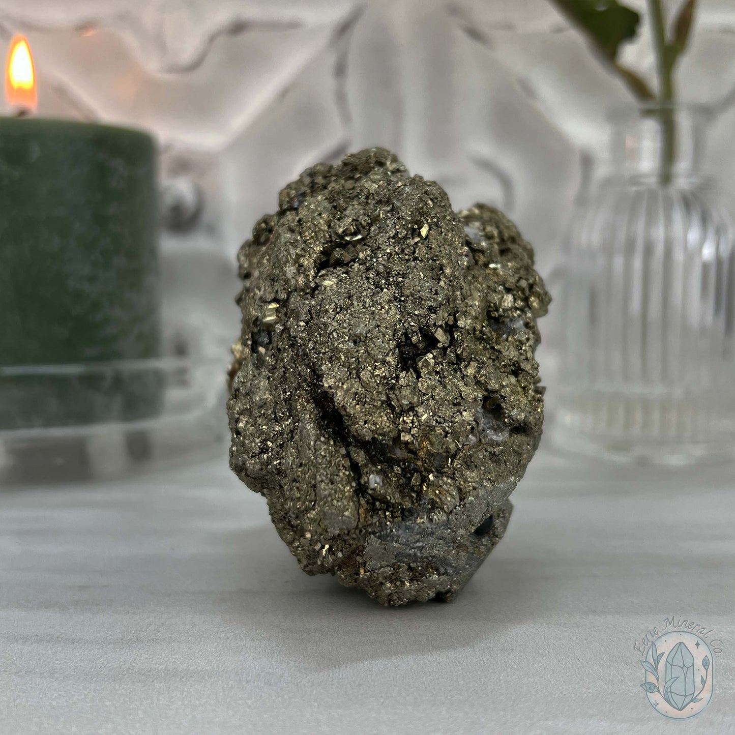 Large Pyrite Specimen with Quartz Pet Rock