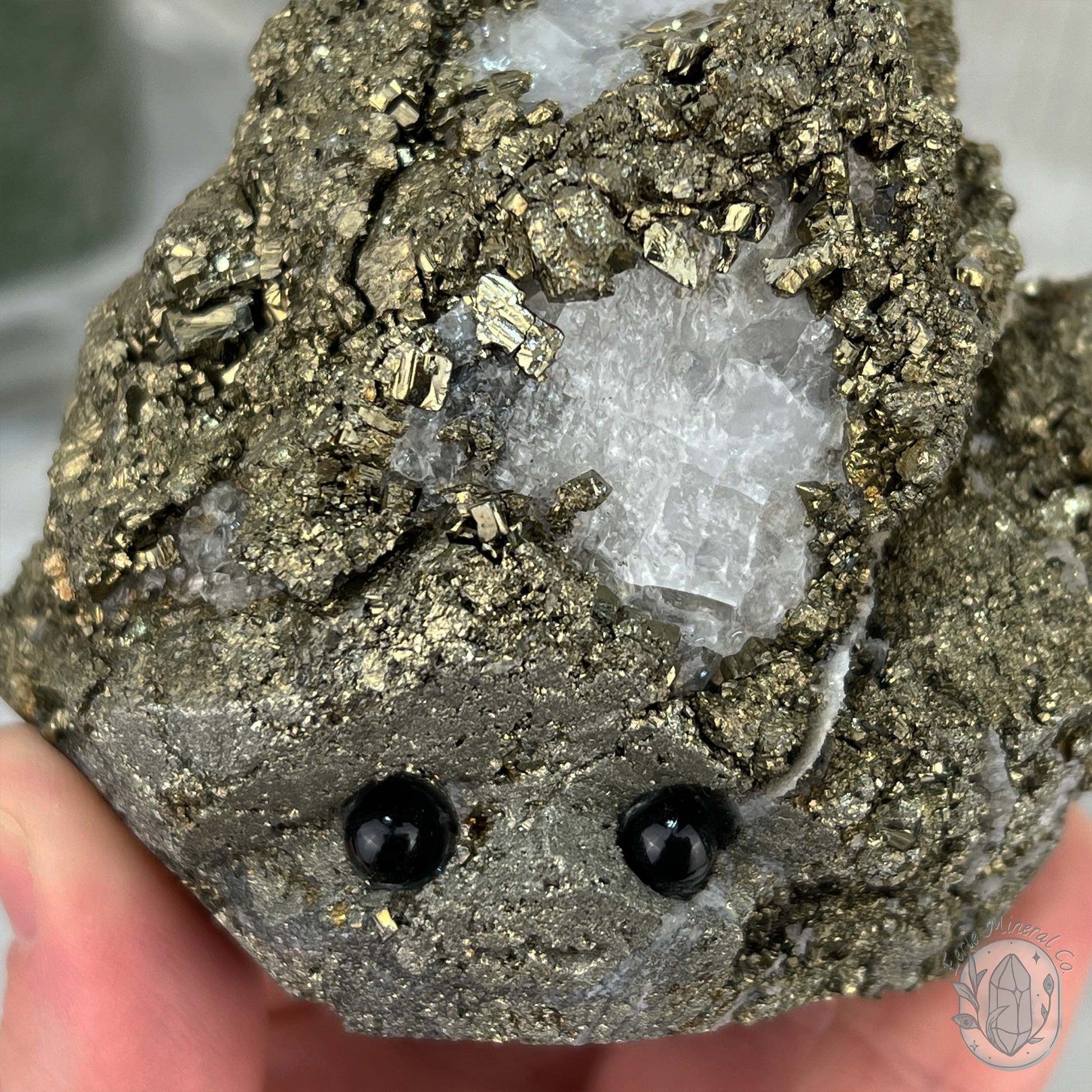 Large Pyrite Specimen with Quartz Pet Rock