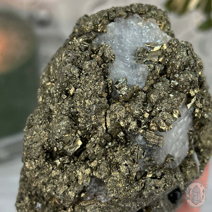 Large Pyrite Specimen with Quartz Pet Rock