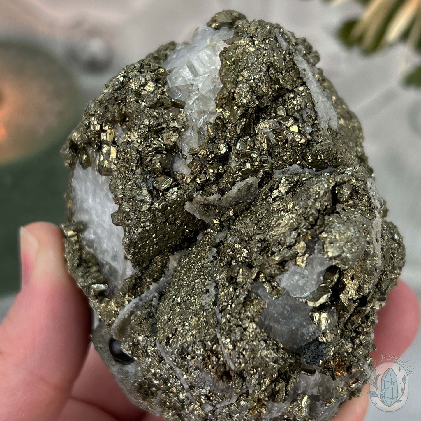 Large Pyrite Specimen with Quartz Pet Rock