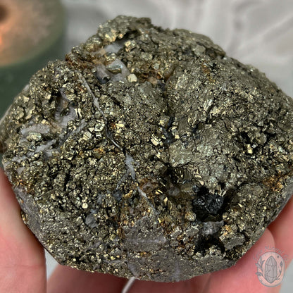 Large Pyrite Specimen with Quartz Pet Rock