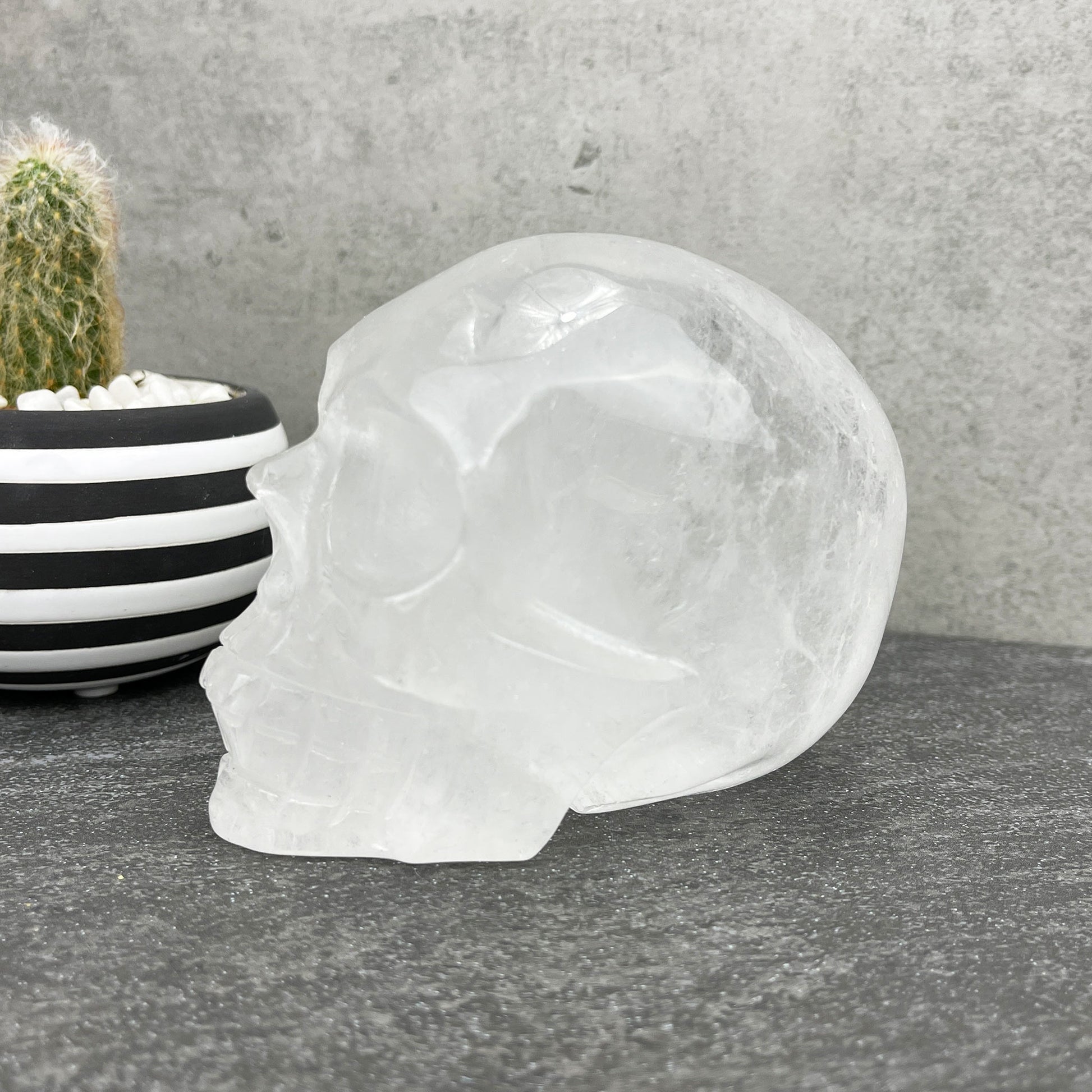 quartz crystal skull carving