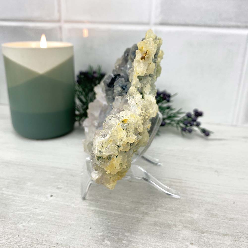 Quartz With Malachite Cluster Specimen
