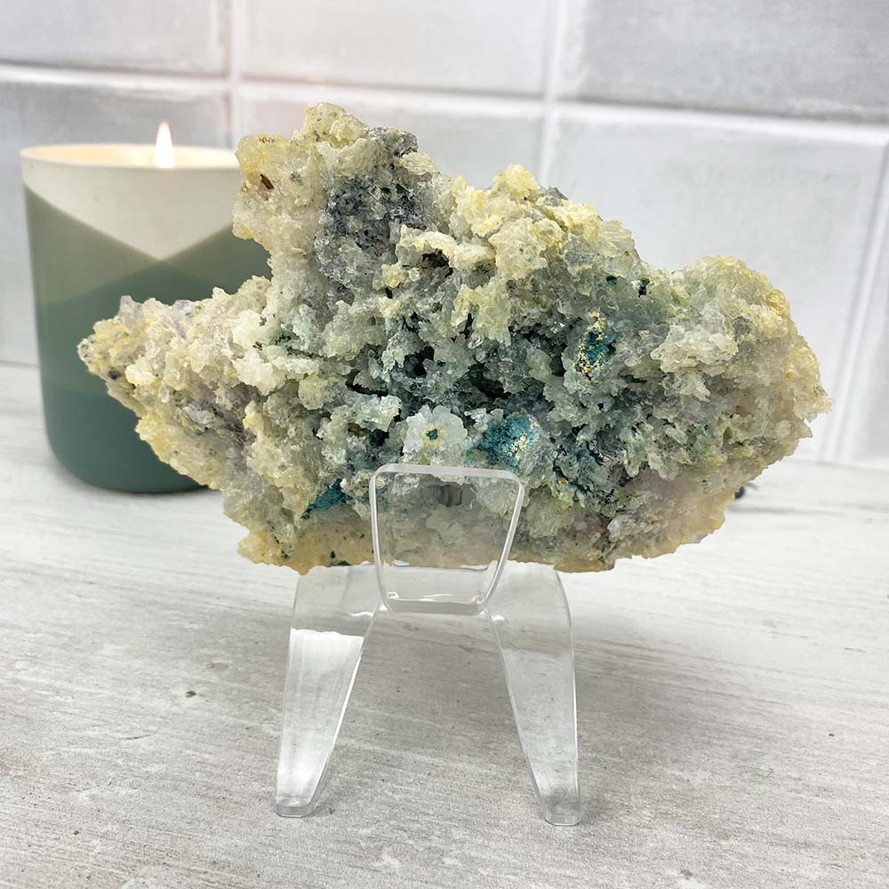 Quartz With Malachite Cluster Specimen