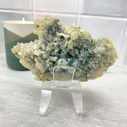 Quartz With Malachite Cluster Specimen
