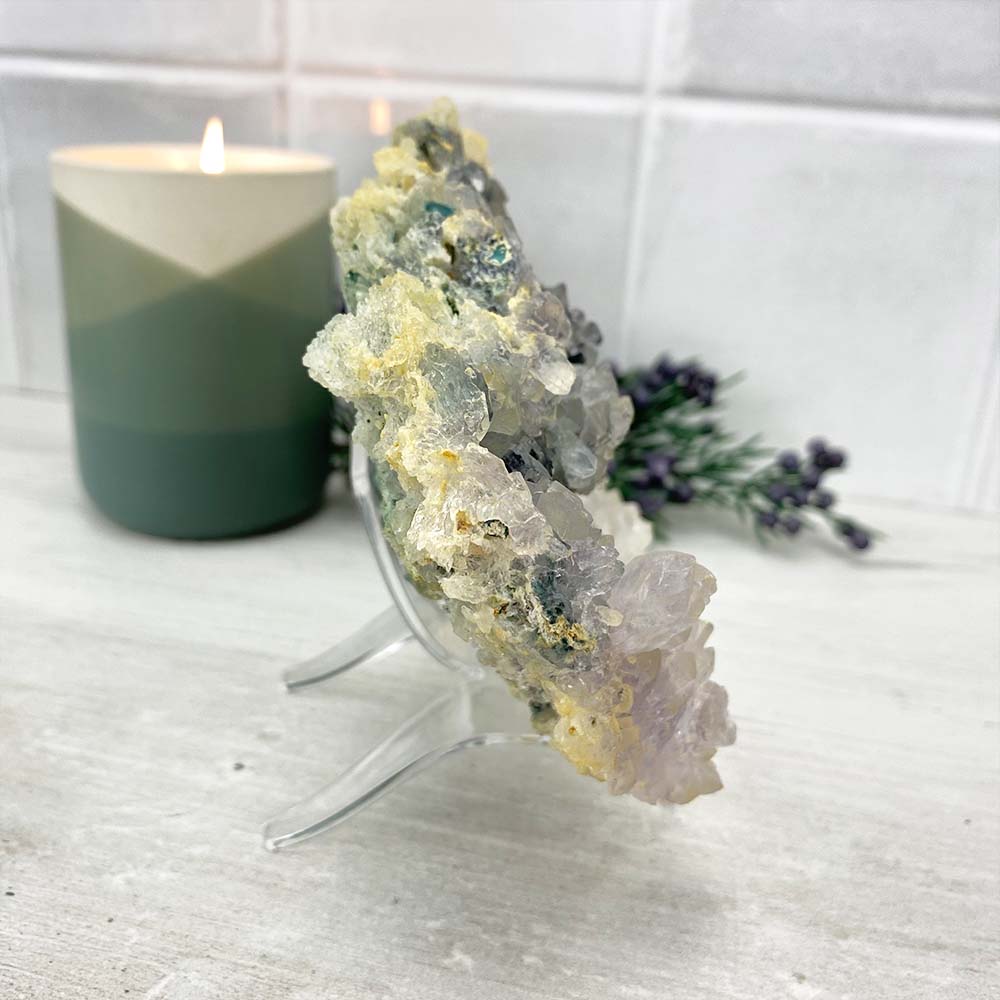Quartz With Malachite Cluster Specimen