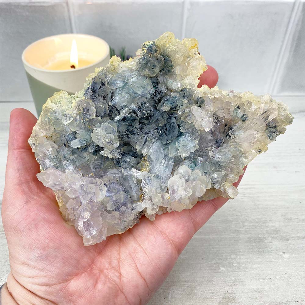 Quartz With Malachite Cluster Specimen