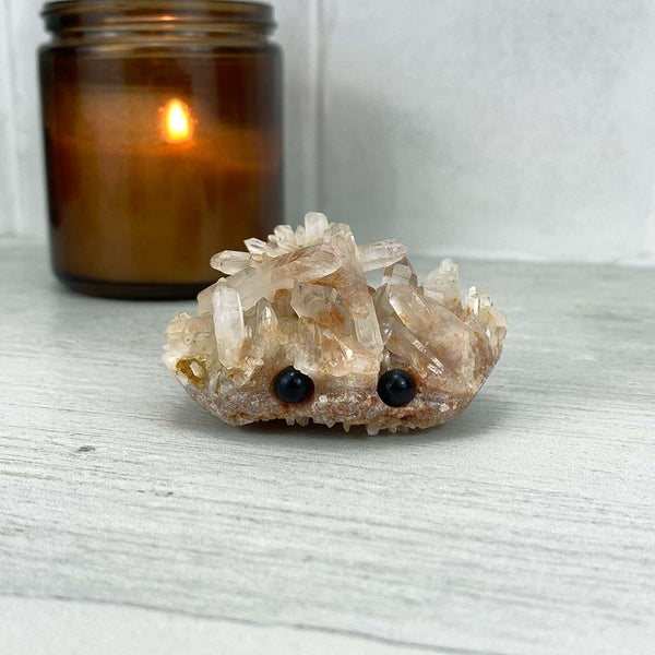 Pink Clear Quartz Cluster Hedgehog Carving