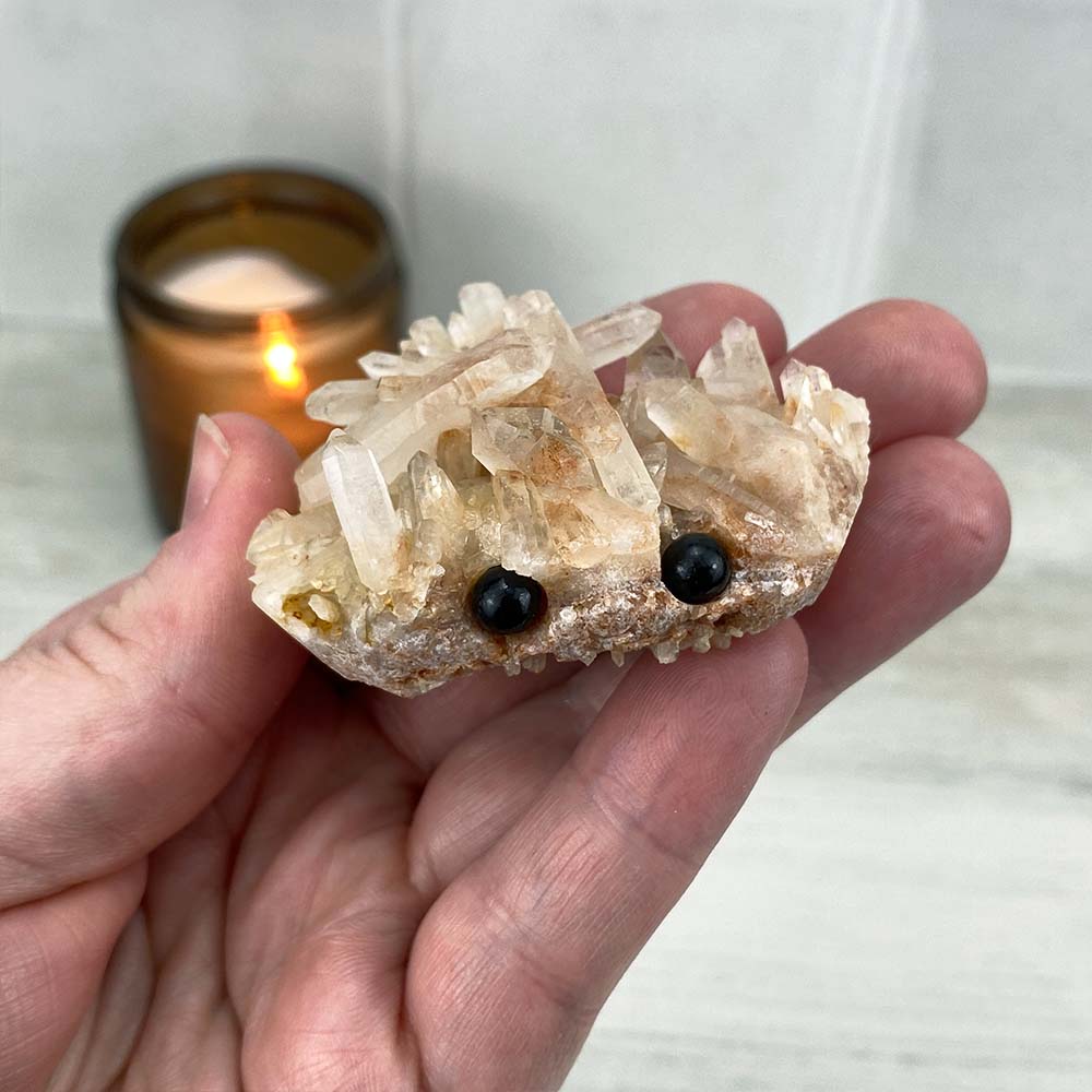 Pink Clear Quartz Cluster Hedgehog Carving