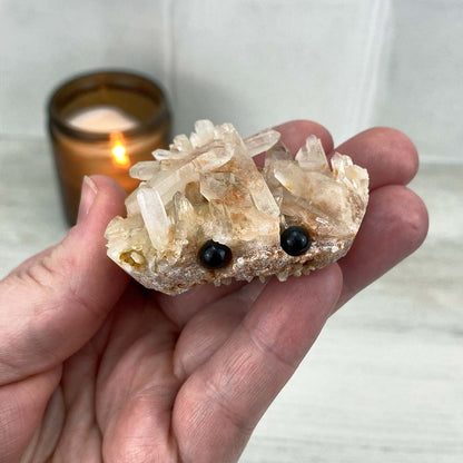 Pink Clear Quartz Cluster Hedgehog Carving