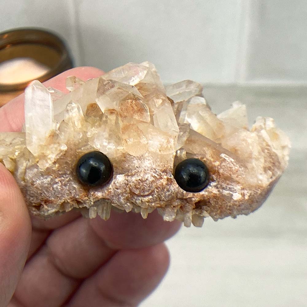 Pink Clear Quartz Cluster Hedgehog Carving