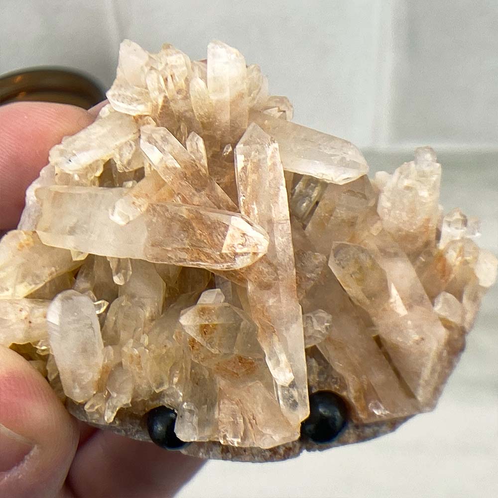 Pink Clear Quartz Cluster Hedgehog Carving