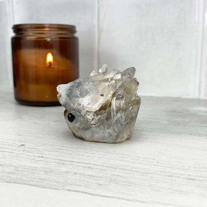 Clear Quartz Crystal Cluster Hedgehog Carving