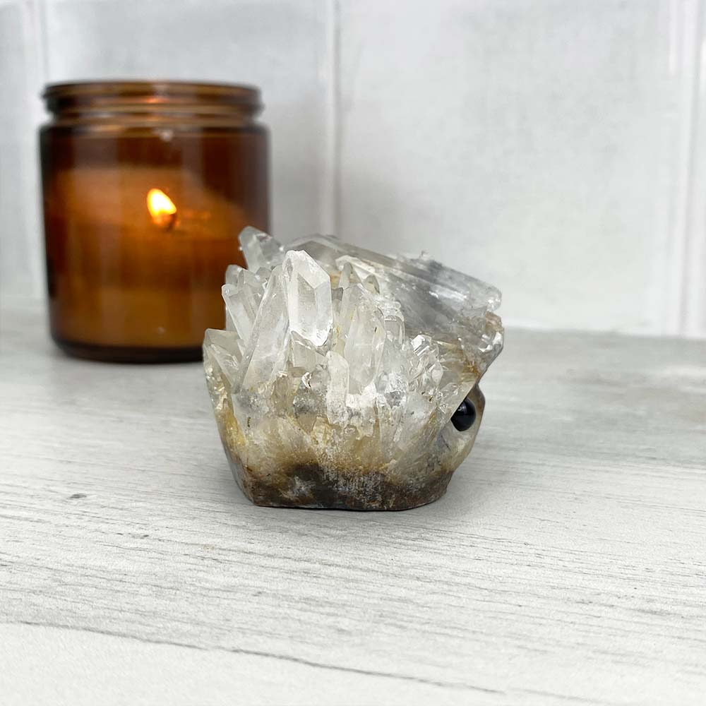Clear Quartz Crystal Cluster Hedgehog Carving