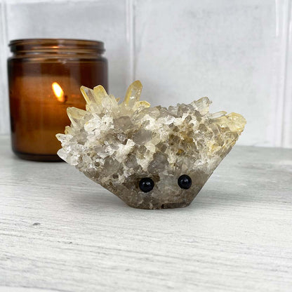 Clear Quartz Crystal Cluster Hedgehog Carving