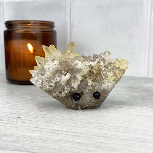 Clear Quartz Crystal Cluster Hedgehog Carving