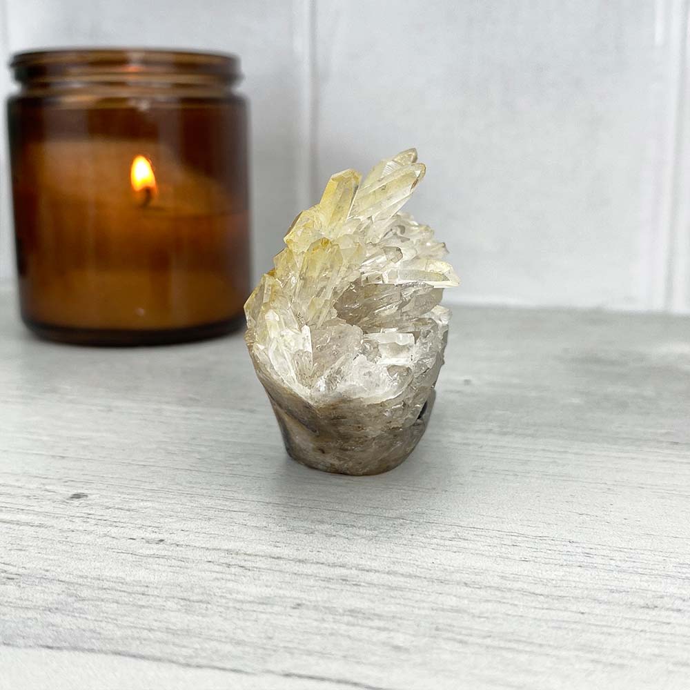 Clear Quartz Crystal Cluster Hedgehog Carving