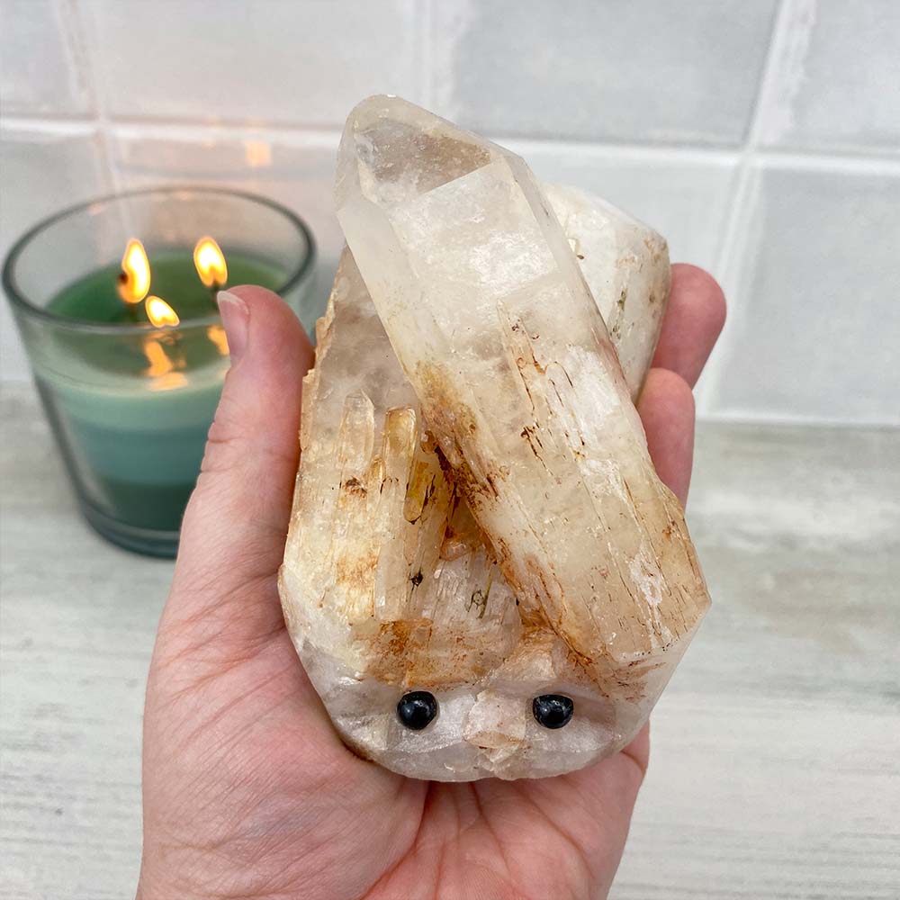 Quartz Crystal Cluster Hedgehog Carving