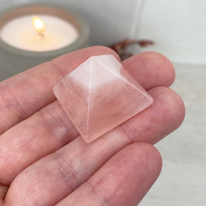 Polished Rose Quartz Crystal Pyramid Carvings