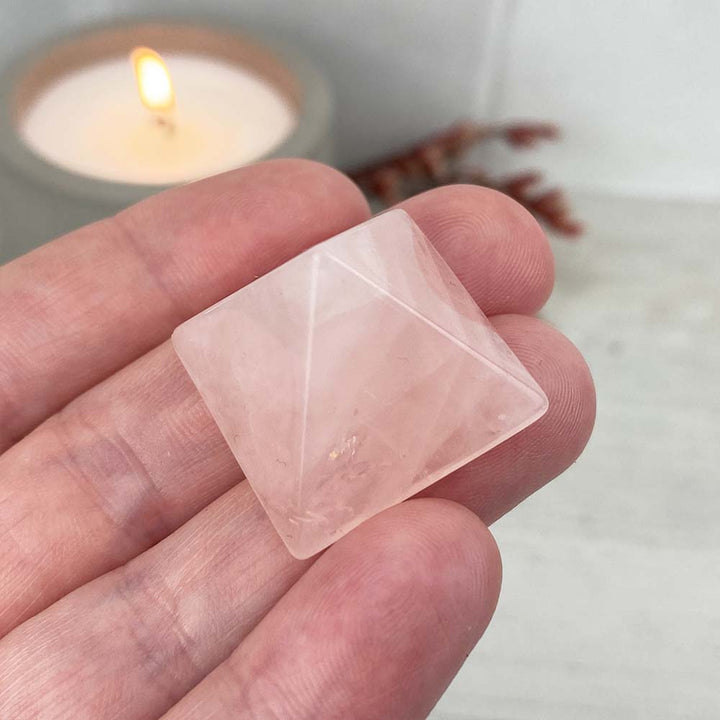 Polished Rose Quartz Crystal Pyramid Carvings