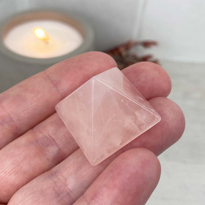 Polished Rose Quartz Crystal Pyramid Carvings