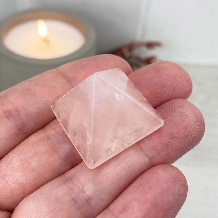 Polished Rose Quartz Crystal Pyramid Carvings