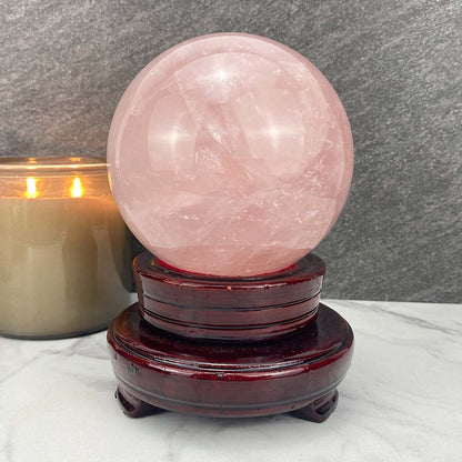 Large Polished Star Rose Quartz Sphere