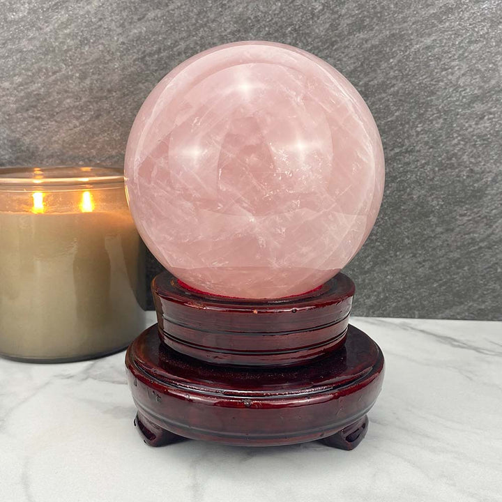 Large Polished Star Rose Quartz Sphere