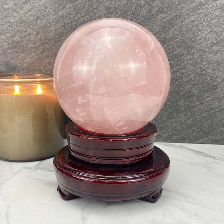 Large Polished Star Rose Quartz Sphere