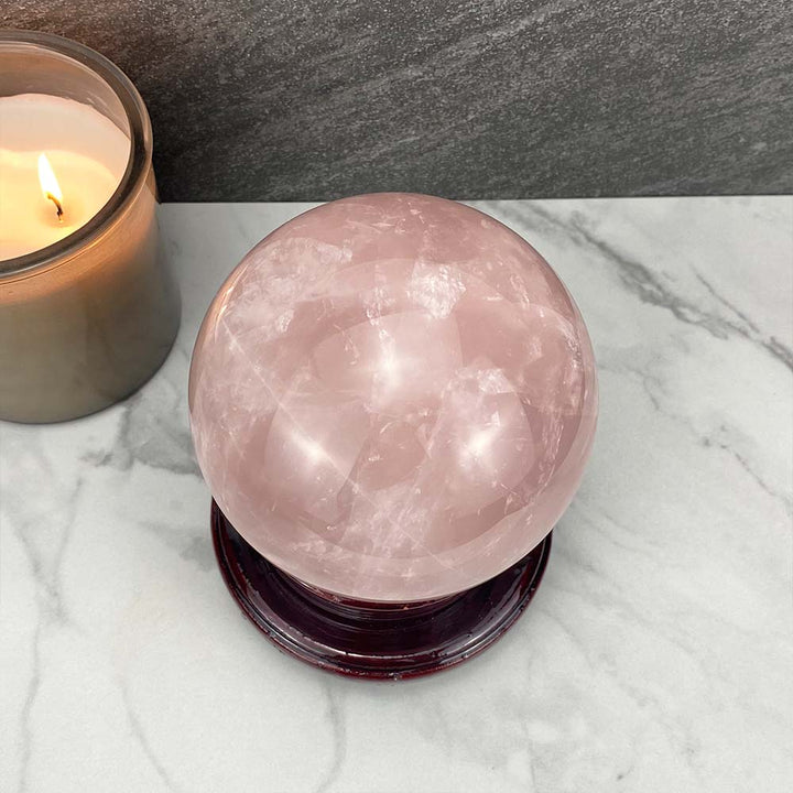 Large Polished Star Rose Quartz Sphere