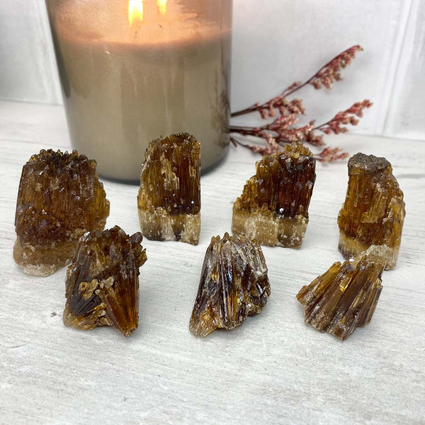 Raw Amber Calcite Crystal Specimens