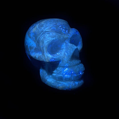 Scolcite and Stilbite Skull Carving