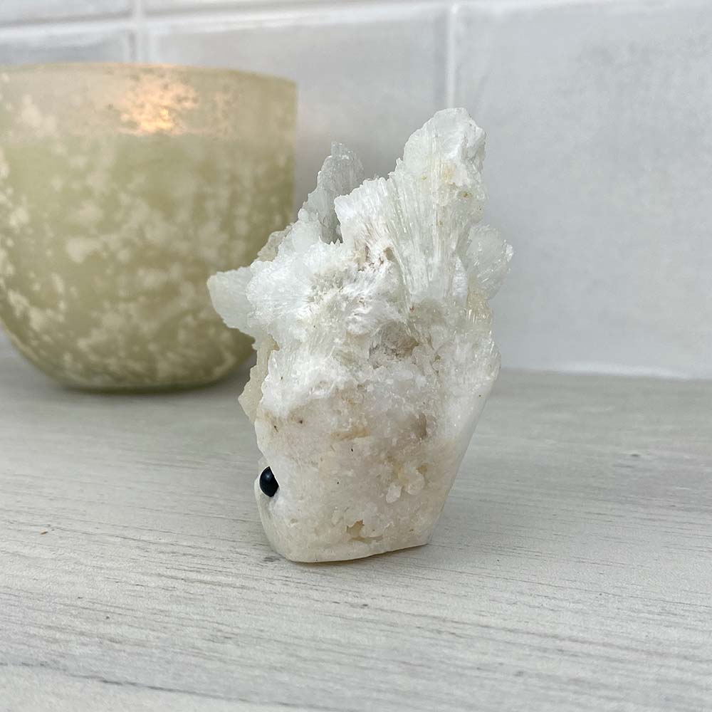 Scolecite Specimen Hedgehog Carving