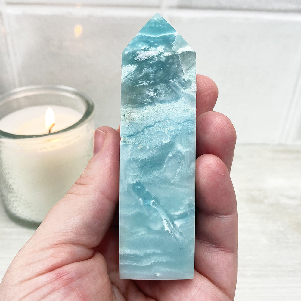 Polished Sky Blue Quartz Tower Eerie Mineral Co.