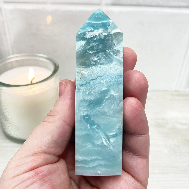 Polished Sky Blue Quartz Tower