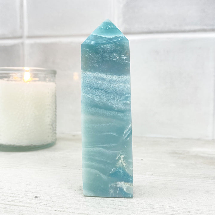 Polished Sky Blue Quartz Tower