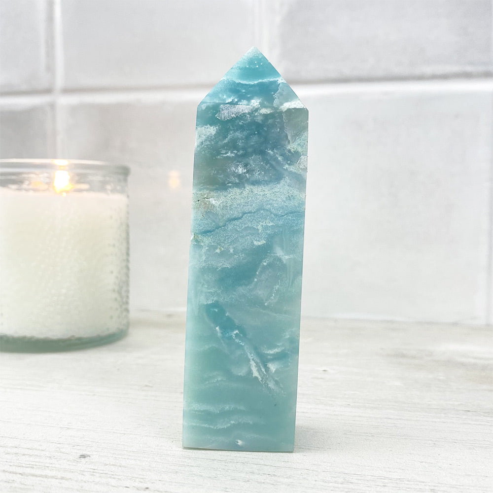 Polished Sky Blue Quartz Tower | Eerie Mineral Co.