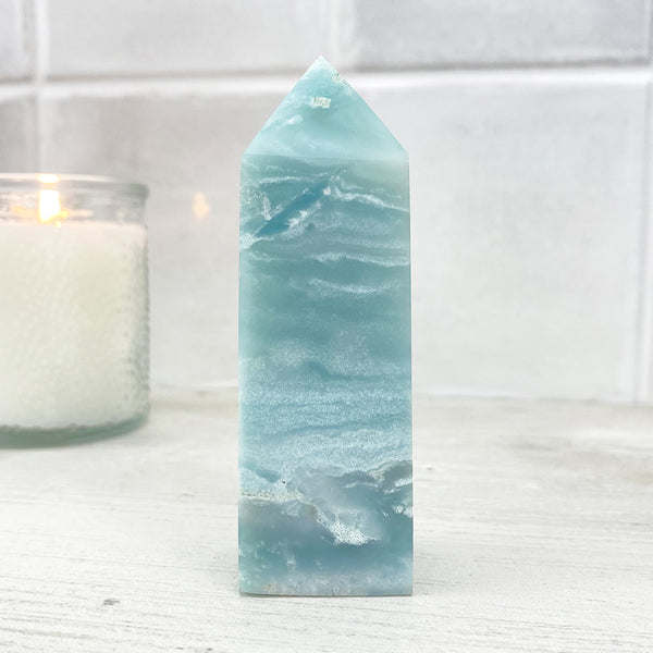 Polished Sky Blue Quartz Tower