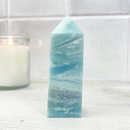 Polished Sky Blue Quartz Tower