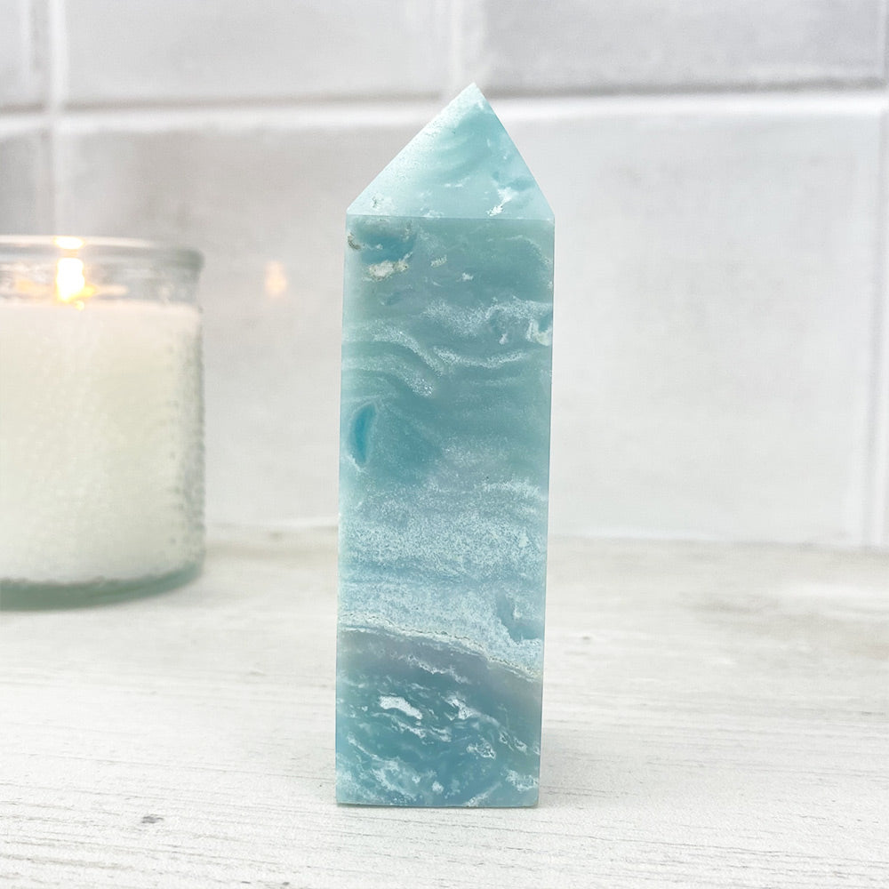 Polished Sky Blue Quartz Tower