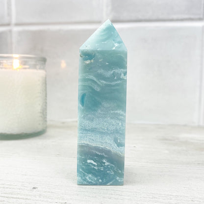 Polished Sky Blue Quartz Tower
