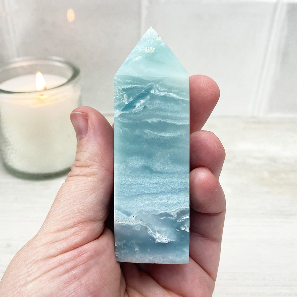 Polished Sky Blue Quartz Tower