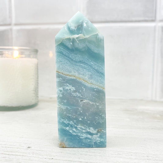 Polished Sky Blue Quartz Tower