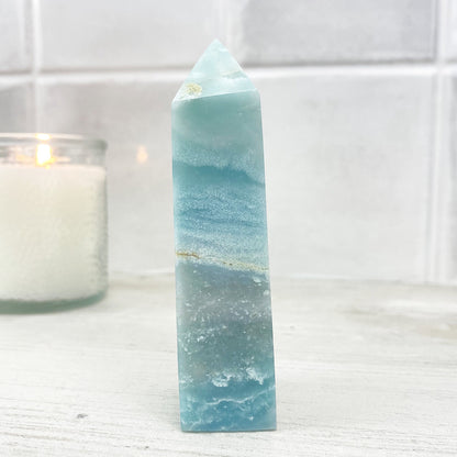 Polished Sky Blue Quartz Tower