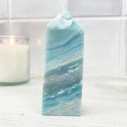 Polished Sky Blue Quartz Tower
