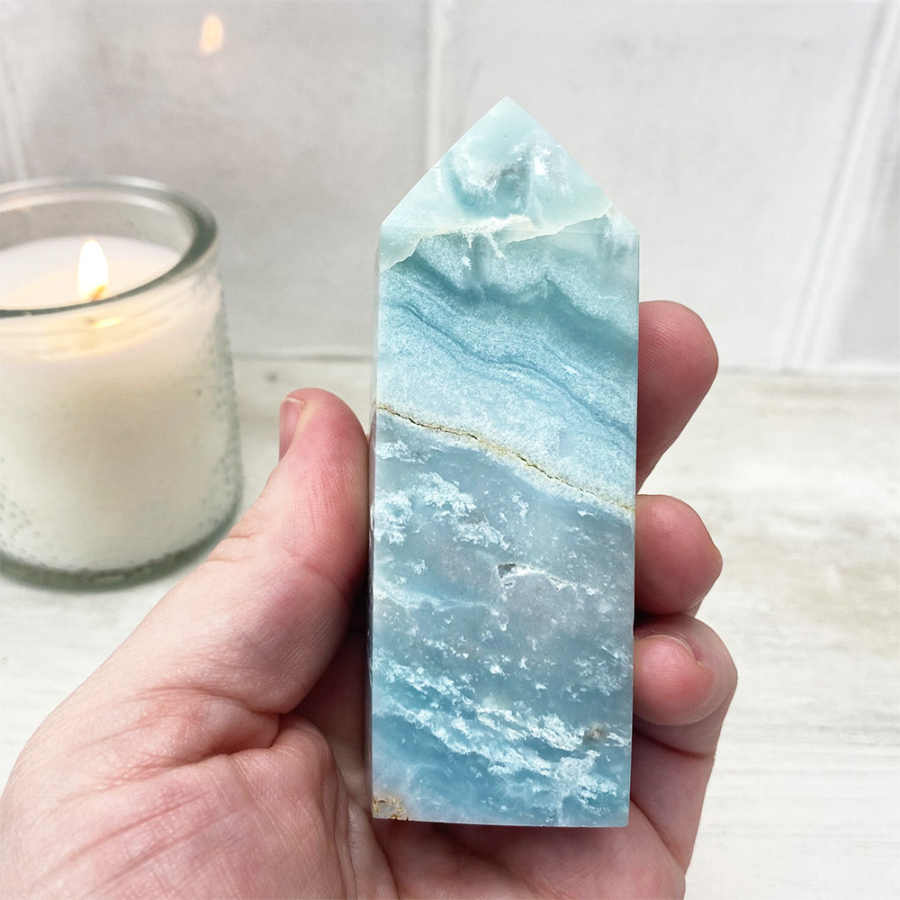 Polished Sky Blue Quartz Tower