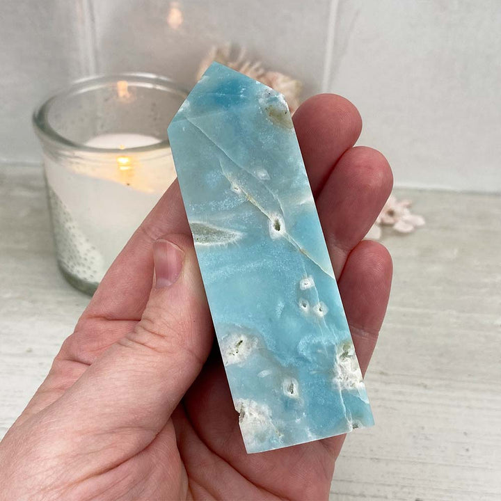 Polished Sky Blue Quartz Tower