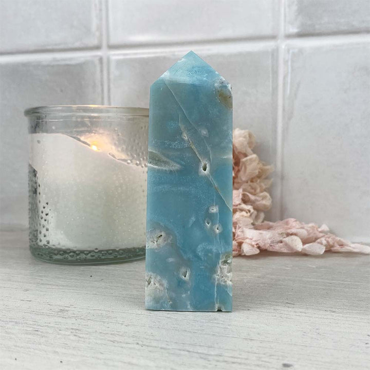 Polished Sky Blue Quartz Tower